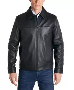 Perry Ellis Herren schwarz klassisch Lammfell Lederjacke Gr. XXL - Bild 1 von 1