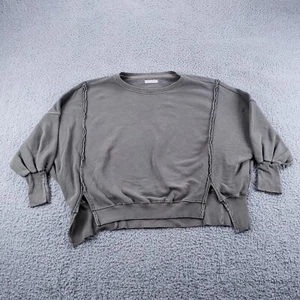 We The Free Felpa Donna Pullover Piccolo Grigio Oversize Slouchy Bordo Grezzo - Foto 1 di 9
