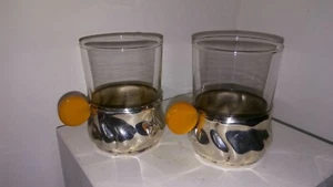 Dos hermosos vasos de té Art Deco con mango de baquelita - Imagen 1 de 4