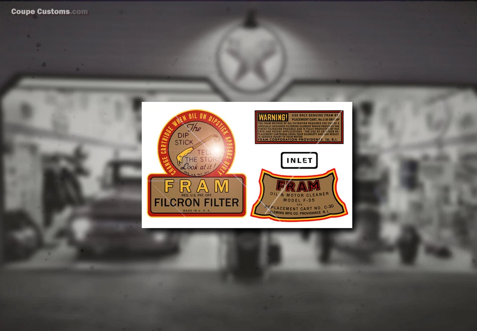 Kit de calcomanías de bote de filtro de aceite con marco de preguerra Chevrolet Dodge camión tractor Ford Foto 1 de 1