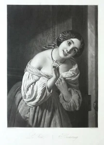 Hippolyte GARNIER, L'ouie, sens, manière noire XIXe, portrait - Imagen 1 de 3