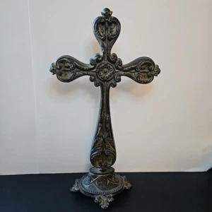 Ornate Religious Cross Free Standing Resin 18.5 inches - Picture 1 of 7