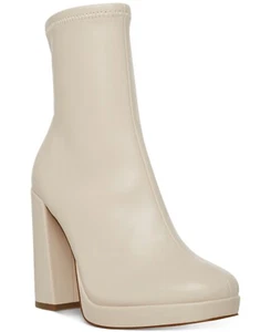 Steve Madden Women's Macayla Platform Block-Heel Booties size 9.5 white cream - Picture 1 of 5