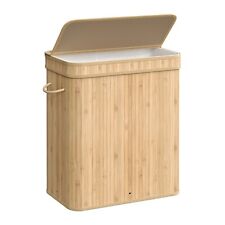 SONGMICS Wäschekorb mit Deckel,  Bambus, herausnehmbar, 100 Liter, BCL063N01