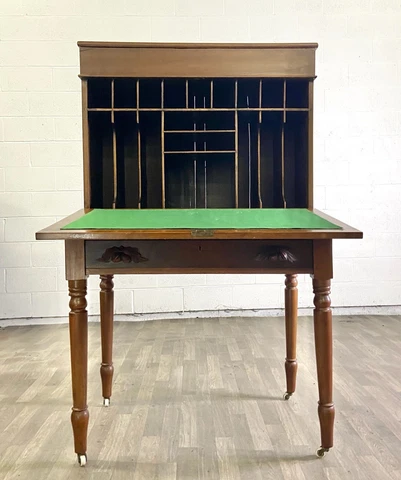 Rare Antique 1800s Victorian Style Fall Front Secretary Plantation Writing Desk Cover