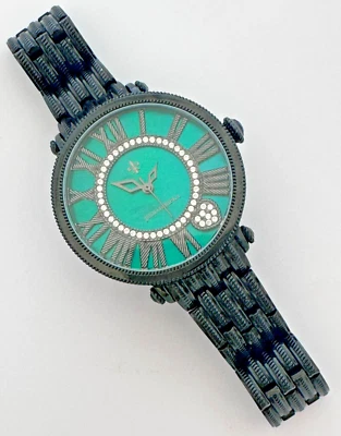 Reloj Judith Ripka Acero Negro "Londres" Verde MOP CZ Esfera Acento [084 WEy] Foto 1 de 4