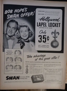 Vintage 1949 Bob Hope & Doris Day Swan Soap ad - Picture 1 of 2
