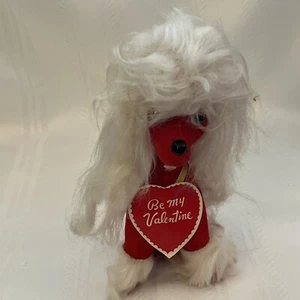 Vintage Red Mop Top 7” Rare White Haired Valentine Dog Japan HTF!! - Picture 1 of 6