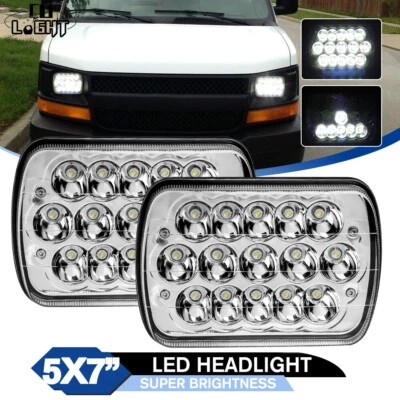 Pair For Chevy Express Cargo Van 1500 2500 3500 7x6 5x7 LED Headlights Hi/Lo DOT - Image 1 of 4