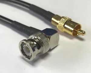 BNC Male Angle to RCA Male Pick Your Length RG58 Coax RF Cable Quality 50ohm USA - Picture 1 of 3