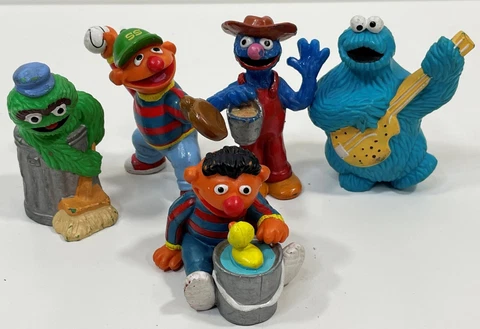 Vintage Lot 1982 Tara Toys Sesame Street Muppets Band PVC 5 Figures Cake Toppers Cover