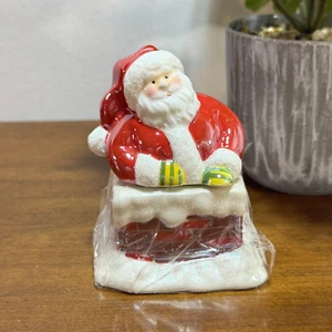 Avon Ceramic Santa Claus Down the Chimney Poured Candle New in Box - Picture 1 of 4