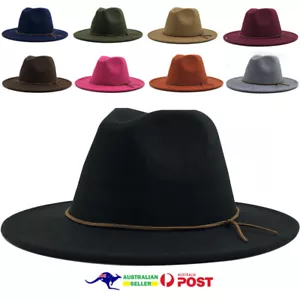 NEW Womens & Mens Cotton Blend Felt Fedora Hat Sunshade Festival Headwear Hats - Picture 1 of 25