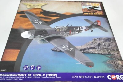 CORGI AVIATION  1:72 MESSERSCHMITT BF 109G-2 (TROP) RED 1 8./JG27 RHODES 1943 - Image 1 of 4