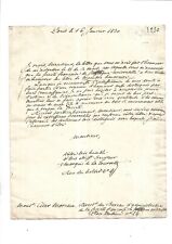 1830. Lettre autographe signée. Marquis de la Tourette. Ste Fcse de Statistiques