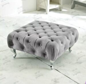 Chesterfield Square Coffee Table Upholstered Footstool Pouffe Foot Stool Seat UK