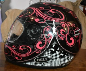 Bell Arrow Zipper Black & Pink DOT 18 Medium Motorcycle Helmet w/clear Visor M - Picture 1 of 15