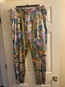 New JOHNNY WAS Wild Kelly Silk Pants Multi Color Floral Size XL - Picture 1 of 7
