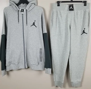 JORDAN VARSITY SWEATSUIT HOODIE + PANTS OUTFIT SET GREY Y2K RARE (SIZE 3XL 2XL) - Picture 1 of 17