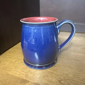 Denby Mug England Stoneware Harlequin Blue Red Tankard Tudor Hand Crafted - Imagen 1 de 9