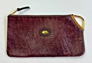 Bolso de Mano de Lujo Curado Cuero Granate Pequeño Bolso sin asas Cremallera Superior Goldstone Lazo para Dedos - Imagen 1 de 7