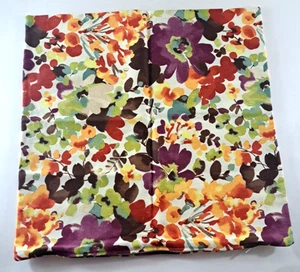 Square Throw Pillow Cover Case Purple Orange Floral Watercolor Zip Closure 16.5" - Picture 1 of 3