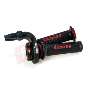 Domino KRR 03 Quick Action Throttle Black / Red Grips For Road & Track Use - Picture 1 of 4