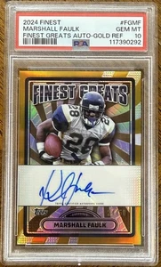 MARSHALL FAULK 2024 TOPPS FINEST GOLD REFRACTOR AUTO AUTOGRAPH /50 GRADED PSA-10 - Picture 1 of 2