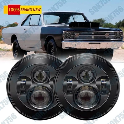 Faro LED redondo de haz alto/bajo de 7" para Dodge Dart 1963-1980 D150 1970-1978 2 piezas Foto 1 de 4