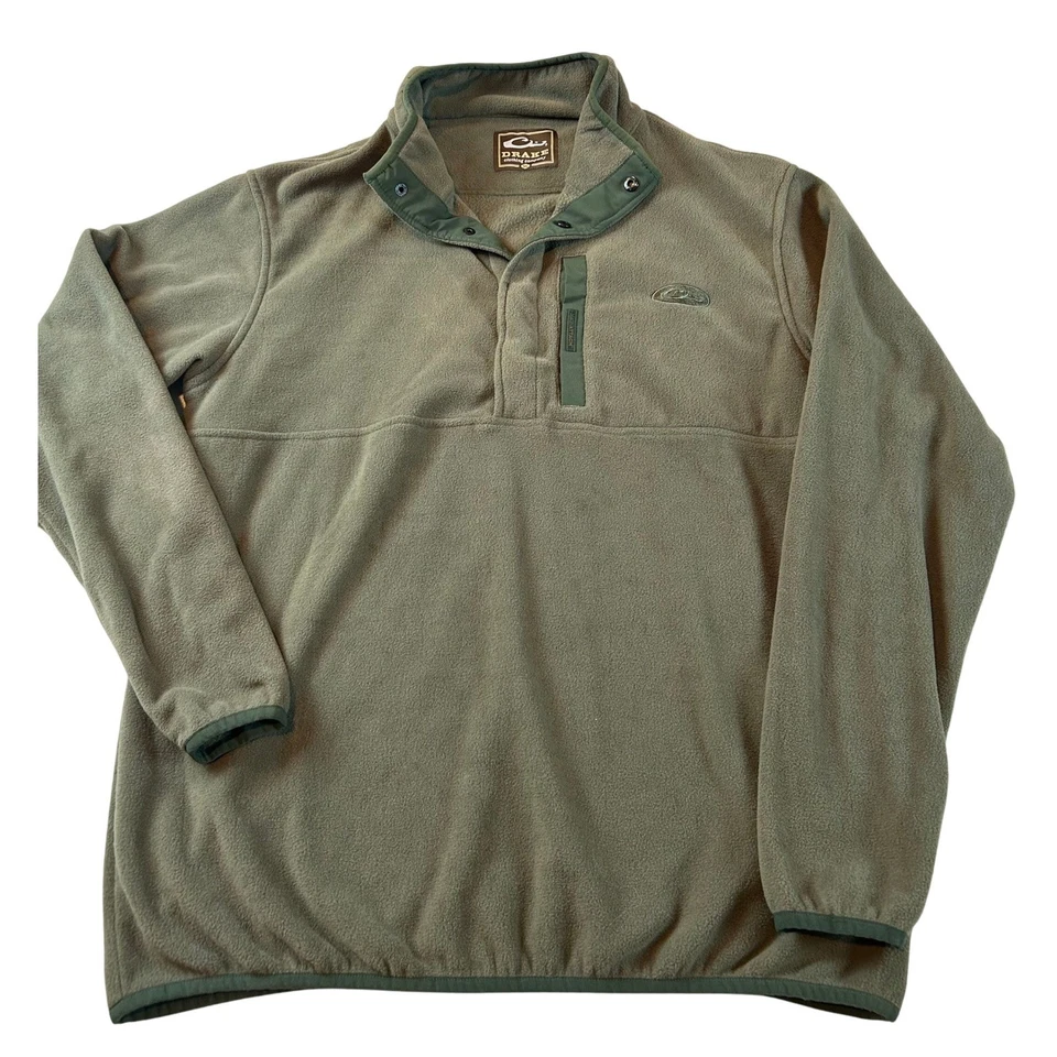 Drake водоплавающих птиц флис пуловер куртка мужская XL зеленый Snap шеи охоты - Изображение 1 из 4