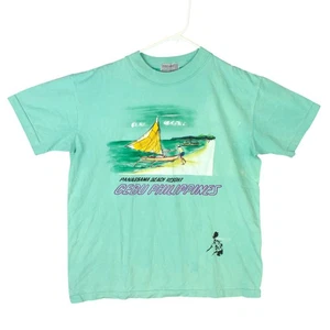 T-shirt uomo Cebu filippine panagsama beach resort verde dipinta a mano vacanze - Foto 1 di 8