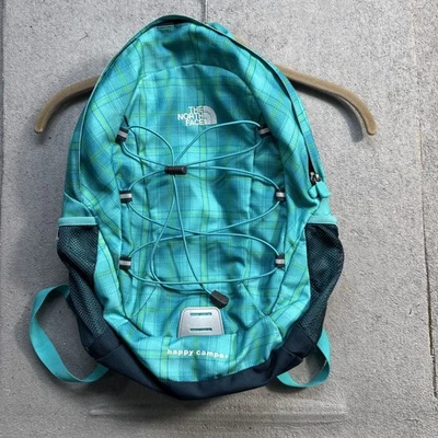 The North Face Happy Camper Backpack Green Teal Plaid Kids Day - Image 1 of 4