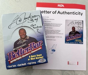 BO JACKSON SIGNED BETTER BAR BOX (EMPTY) INSCRIPTION “GO RAIDERS” LETTER PSA/DNA - Picture 1 of 14