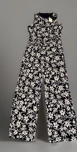 Ralph Lauren Green Label Jumpsuit Women 8 Petite Blue White Belt Zipper Floral - Picture 1 of 10
