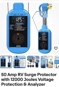 Protezione Sovratensioni Camper 50 Amp con Protezione Alta/Bassa Tensione 1200 Joule, Nuovo - Foto 1 di 8