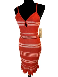 Vestido de Verano Madden NYC Crochet Naranja Coral Rosa Tejido Playa BOHO Sirena Nuevo con Etiquetas - Imagen 1 de 11