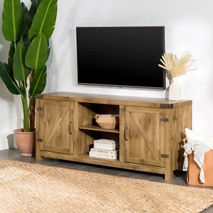 Woven Paths Modern Farmhouse Barn Door TV Stand Center Console for TVs up to 65" - Picture 1 of 12