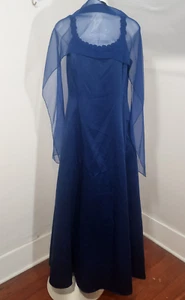 Florencia of California Royal Blue 80's Maxi Dress Evening Gown W/Shawl XL - Picture 1 of 9