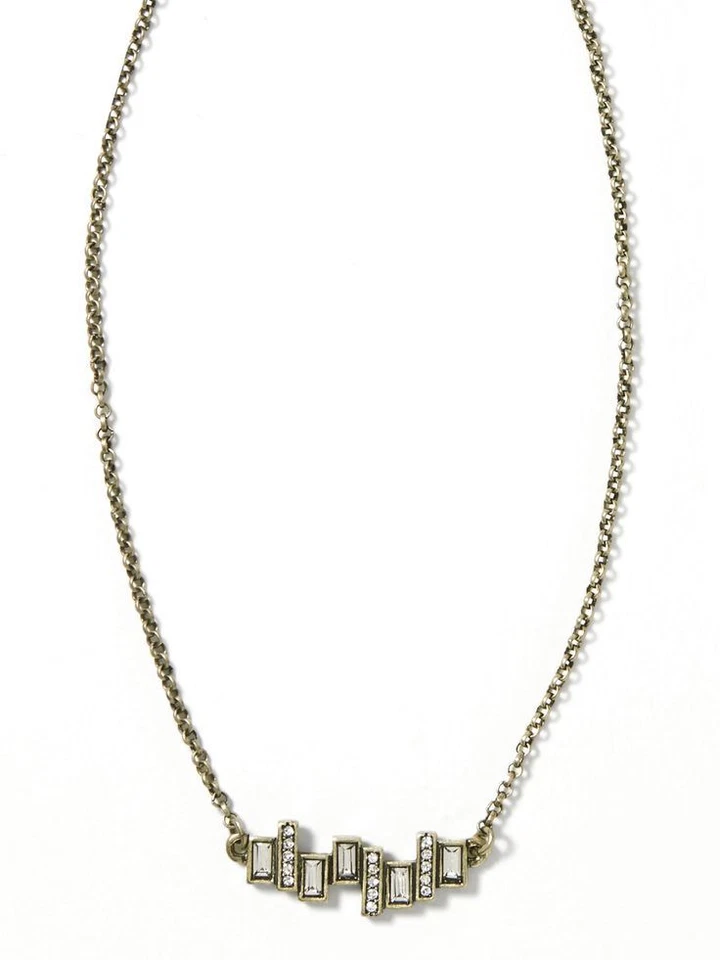 Banana Republic Women's Antique Silver Baguette delicate necklace NWT 49.99 - Image 1 of 1