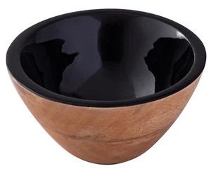 Semantob Wooden Bowl With Enamel Finish - 6x3" - Picture 1 of 13