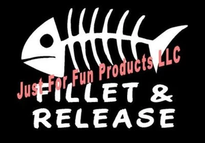 Fillet And Release Vinyl Decal fish fishing bones lake boat sticker fun window - Picture 1 of 1