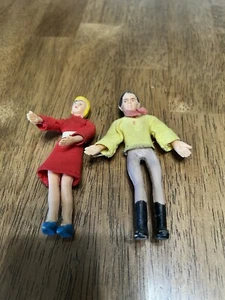 Vintage Plastic or Rubber Husband and Wife Dollhouse Family- Made Hong Kong - Picture 1 of 5