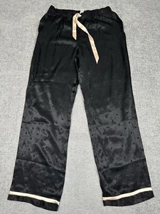 Victorias Secret Pajama Pants Womens Medium Black Polka Dot Satin Loungewear - Picture 1 of 12