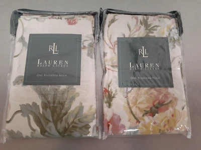 Ralph Lauren Wentworth Par de Fundas de Almohada Estándar Nuevo de Lote Antiguo-NUEVO-Algodón Satén Foto 1 de 4