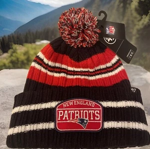 Adulto England Patriots Gorro Parche Rojo Puños Invierno Tejido Sombrero Tobogán Rayado - Imagen 1 de 2