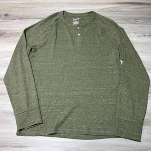 Arizona Jeans Henley Shirt Mens Large Green Long Sleeve Thermal Work EUC - Picture 1 of 6