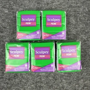 Sculpey Premo Oven Bake Polymer Clay 57g 2oz Blocks GREEN 5ct NEW - Picture 1 of 5