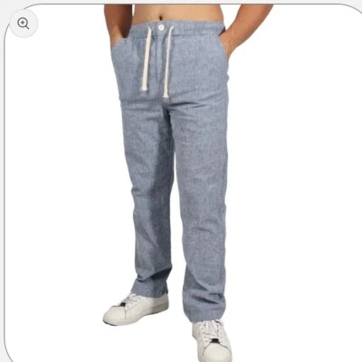 Mutual Weave Linen Cotton Chambray Pull-on Pants Men's Size 2XL Beach Travel - Image 1 of 4