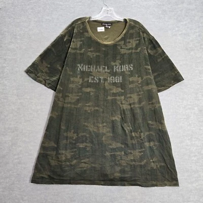 Camisa Michael Kors Hombre 3XL Alta Verde Camuflada Est 1981 Gráfica Cuello Redondo SS Foto 1 de 4