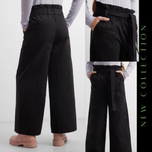 Girls Straight Leg 100% Cotton Black Trouser with Cotton Belt for Age 7 -12 Year - Picture 1 of 14